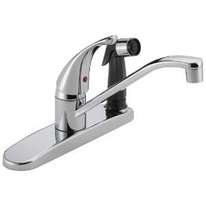 Peerless® P114LF Kitchen Faucet, 1.8 gpm Flow Rate, 8 in Center, Swivel Spout, Polished Chrome, 1 Handle