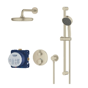 GROHE 34745EN0 Grohtherm® Shower Set with Tempesta® 210 Shower Head, 1.75 gpm, 59 in L Hose, Brushed Nickel