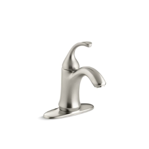Kohler® 10215-4-BN Bathroom Sink Faucet, Forte®, 1.2 gpm Flow Rate, 4-1/8 in H Spout, 1 Handle, Pop-Up Drain, 1 Faucet Hole, Vibrant® Brushed Nickel, Function: Traditional