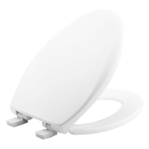 Bemis® 1200E4 390 Toilet Seat With Cover, AFFINITY ™, Elongated Bowl, Closed Front, Plastic, Cotton White, Adjustable Hinge