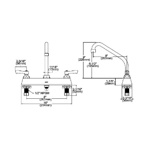 Elkay® LK810HA08L2 Food Service Faucet, 1.5 gpm Flow Rate, 8 in Center, High-Arc Spout, Polished Chrome, 2 Handles