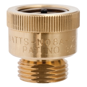 WATTS® 0061877 8 Series Vacuum Breaker, 3/4 in Nominal, Female Hose Threaded x Male Hose Threaded End Style, Brass Body