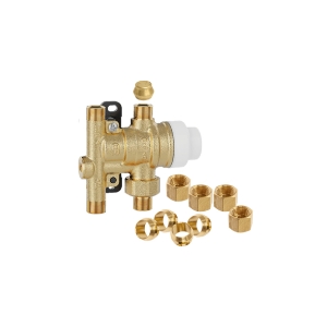 Caleffi 521201AP SinkMixer™ Scald Protection Thermostatic Mixing Valve, 3/8" Compression with Plug Fittings