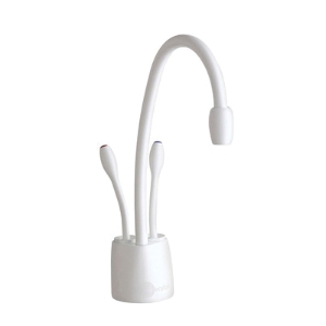Insinkerator® Indulge™ 44252A FHC1100 Contemporary Instant Hot and Cool Water Dispenser Faucet, Residential, High-Arc Swivel Spout, White, 2 Handles