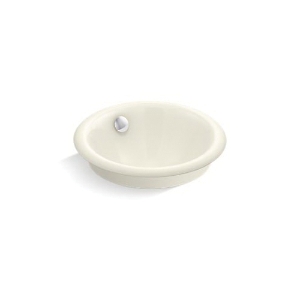 Kohler® 20211-B-96 Iron Plains® Bathroom Sink With Overflow Drain and Biscuit Painted Underside, Round Shape, 12 in W x 12 in D x 6-5/16 in H, Vessel/Drop-In/Under Mount, Enameled Cast Iron, Biscuit