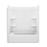 Sterling® 71370126-0 Bath/Shower, Ensemble™ Medley®, 60-1/4 in L x 31-1/4 in W x 74-1/4 in H, Solid Vikrell®, White