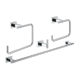 GROHE 40778001 4-in-1 Master Bathroom Accessories Set, Essentials Cube, Metal, StarLight® Polished Chrome