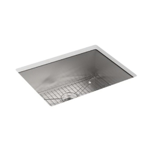 Kohler® 3822-1-NA Vault™ Kitchen Sink, Rectangular Shape, 1 Faucet Hole, 25 in W x 9-5/16 in D x 22 in H, Top/Under Mount, Stainless Steel