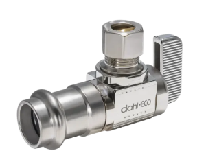 dahl 611-FP3-31 1/2 Female Press x 3/8 OD Compression Supply Stop, Angle, Plated, Lead-Free