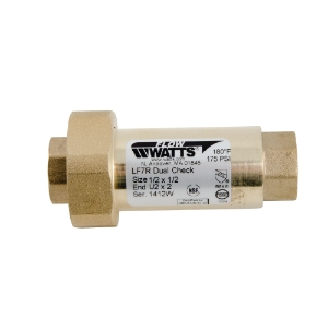 WATTS® 0072203 LF7R Dual Check Valve, 1/2 in Nominal, FNPT End Style, Copper Silicon Alloy Body