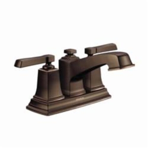 Moen® 6010BRB Boardwalk™ Centerset Bathroom Faucet, Mediterranean Bronze, 2 Handles, Pop-Up Drain, 1.5 gpm Flow Rate
