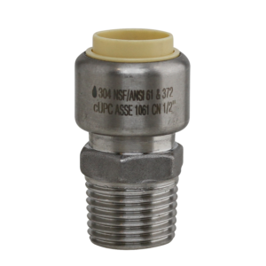 Boshart Industries SSPF-MA07 3/4" Push-Fit x 3/4" MPT 304 Stainless Steel Push-Fit Male Adapter