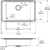 Elkay® DRKADQ3119652LM Lustertone™ Classic Classroom Sink, Rectangle Shape, 19-1/2 in W x 6-1/2 in H, Top Mounting, 304 Stainless Steel
