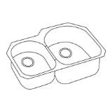 Elkay® EGUH3119L Offset Kitchen Sink, Harmony™, 11-1/2 in L x 15 in W x 8 in D Left Bowl, 16 in L x 17-1/2 in W x 8 in D Right Bowl, 31-1/4 in L x 20 in W x 8 in H, Undermount, 18 ga 304 Stainless Steel, Satin
