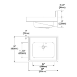 Elkay® ELV22193 Lavatory Sink, Rectangle Shape, 22 in W x 19 in D x 5-1/2 in H, Wall Mount, Stainless Steel, Buffed Satin