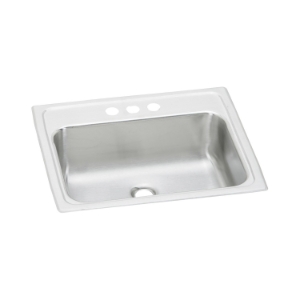 Elkay® PSLVR1917LO1 Celebrity® Bathroom Sink, Rectangle Shape, 4 in Faucet Hole Spacing, 19 in W x 17 in D x 6-1/8 in H, Top Mounting, 304 Stainless Steel, Brilliant Satin