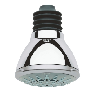 GROHE 28448000 Movario® 100 Five Shower Head, 2.5 gpm, 5 Sprays, Wall Mount, 3-15/16 in Dia Head, StarLight® Polished Chrome