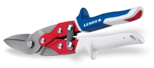 Lenox® Aviation Snip, 18 ga Sheet Metal/22 ga Stainless Steel, 1-5/16 in Length of Cut, Left Snip, Precision Formed HCS Blade, Composite Handle
