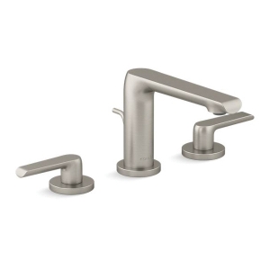 Kohler® 97352-4K-BN Avid® Bathroom Sink Faucet, 1 gpm Flow Rate, 4-1/4 in H Spout, 8 to 16 in Center, Vibrant® Brushed Nickel, 2 Handles, Pop-Up Drain
