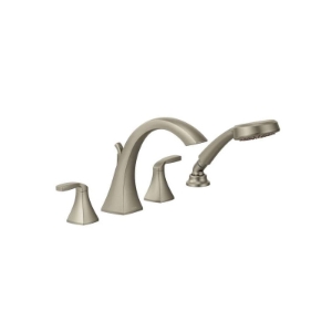 Moen® T694BN Voss™ High Arc Roman Tub Faucet Trim, 1.75 gpm, Brushed Nickel, 2 Handles, Traditional