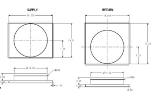 Ducane™ 21D24 Square to Round Duct Adaptor Kit, 18.5 x 14.5" & 18.5 x 17.25" to 14" Round