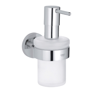GROHE 40448001 Essentials Soap Dispenser, StarLight® Chrome Plated, Wall Mount, Glass/Metal