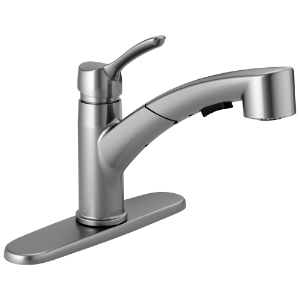 DELTA® 4140-ARTP-DST Kitchen Faucet, Collins™, 1.8 gpm Flow Rate, Swivel Spout, Arctic™ Stainless Steel, 1 Handle, 1/3 Faucet Holes