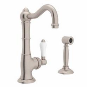 Rohl® A3650LMWSSTN-2 Kitchen Faucet, Italian Country Kitchen Cinquanta, 1.5 gpm Flow Rate, Swivel Spout, Satin Nickel, 1 Handle