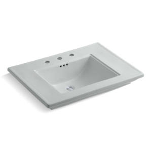 Kohler® 2269-8-95 Memoirs® Stately Design Elegant Bathroom Sink Basin with Overflow Drain, Rectangular Shape, 8 in Faucet Hole Spacing, 30 in W x 21-3/4 in D x 8-5/8 in H, Countertop/Drop-In/Pedestal Mount, Fireclay, Ice Grey