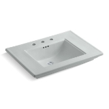 Kohler® 2269-8-95 Memoirs® Stately Design Elegant Bathroom Sink Basin with Overflow Drain, Rectangular Shape, 8 in Faucet Hole Spacing, 30 in W x 21-3/4 in D x 8-5/8 in H, Countertop/Drop-In/Pedestal Mount, Fireclay, Ice Grey