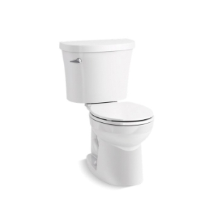 Kohler® 25097-0 2-Piece Toilet, Kingston™, Elongated Bowl, 14-1/2 in H Rim, 12 in Rough-In, 1.28 gpf, White