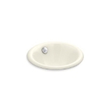Kohler® 20211-96 Iron Plains® Bathroom Sink With Overflow Drain, Round Shape, 12 in W x 12 in D x 6-5/16 in H, Drop-In/Under Mount, Enameled Cast Iron, Biscuit