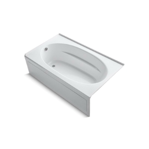 Kohler® 1115-LA-0 Bathtub With Integral Front Apron, Windward®, Soaking Hydrotherapy, Oval, 72 in L x 42 in W, Left Drain, White