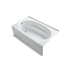 Kohler® 1115-LA-0 Bathtub with Integral Front Apron, Windward®, Soaking Hydrotherapy, Oval, 72 in L x 42 in W, Left Drain, White