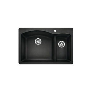 Blanco 440199 DIAMOND™ SILGRANIT® II Kitchen Sink, Rectangle Shape, 1 Faucet Hole, 33 in W x 22 in D, Drop-In Mount, Granite, Anthracite