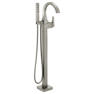 DELTA® T4746-SS-PR-FL Trillian™ Floor Mount Tub Filler Trim, 1.75 gpm Handshower/10 gpm Spout Flow Rate, Lumicoat® Stainless, 1 Handle, Commercial/Residential