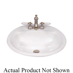 Mansfield® 531055 249 Self-Rimming Lavatory With Concealed Front Overflow, Maverick™ I, Round Shape, 4 in Faucet Hole Spacing, 19 in W x 19 in D x 8-1/2 in H, Drop-In Mount, Vitreous China, Bone