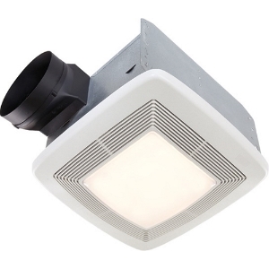 Broan® QTXE110FLT Ultra-Quiet Bathroom Ventilation Fan/Light, 110 cfm, 6 in Dia Duct, 33.5 W, 120 VAC, 1 A, 0.9 sones