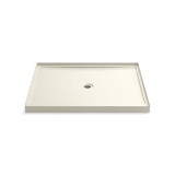 Kohler® 1-Piece Single Threshold Shower Base, Rely®, Biscuit, Center Drain, 48 in L x 42 in W x 4-3/16 in D