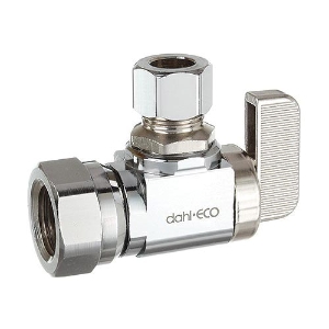 dahl 611-52-31-BAG dahal-Eco™ mini-ball™ Angle Supply Stop, 3/8 in Nominal, FNPT x Compression End Style, Brass Body, Rough Brass