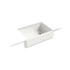 Kohler® 5827-FF Whitehaven® Self-Trimming Kitchen Sink with Tall apron, Rectangular Shape, 32-11/16 in W x 21-9/16 in D x 9-5/8 in H, Undermount, Enameled Cast Iron, Sea Salt™