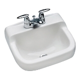 Mansfield® 1613NS WH Spruce Cove Compact Lavatory With Consealed Front Overflow, 4 in Faucet Hole Spacing, 16-1/8 in W x 13-1/4 in D x 9-1/2 in H, Wall Mount, Vitreous China, White