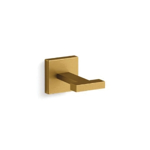 Kohler® 23290-2MB Square Robe Hook, 1 Hook, 2 in OAH x 2 in OAW x 3-3/8 in OAD, Zinc, Vibrant® Brushed Moderne Brass