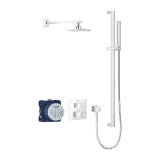 GROHE 34747000 Grohtherm® Cube® Shower Set with Euphoria® Cube, 1.75 gpm, 59 in L Hose, Polished Chrome