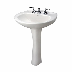 Mansfield® 292110000 531119 292 Pedestal Lavatory with Concealed Front Overflow, Alto™ IV, Oval, 25 in W x 19 in D x 5-1/2 in H, Wall Mount, Vitreous China, White