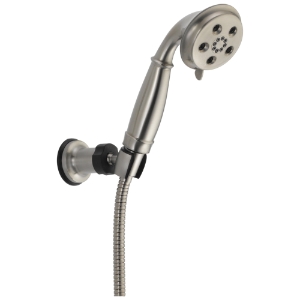 DELTA® 55433-SS Wall Mount Hand Shower, 3 in Dia 3 Shower Head, 1.75 gpm Flow Rate, 60 in L Hose, 1/2 in Connection, Stainless