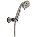 DELTA® 55433-SS Wall Mount Hand Shower, 3 in Dia 3 Shower Head, 1.75 gpm Flow Rate, 60 in L Hose, 1/2 in Connection, Stainless