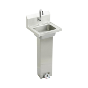 Elkay® CHSP1716C Lead Free Scrub/Handwash Sink Package, Rectangle Shape, 16-3/4 in W x 15-1/2 in D x 6 in H, Pedestal Mount, 304 Stainless Steel, Buffed Satin