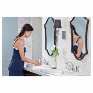 Moen® T6906 Voss™ Bathroom Faucet, 1.5 gpm Flow Rate, 7-3/8 in H Spout, 8 in Center, Polished Chrome, 2 Handles, Function: Traditional