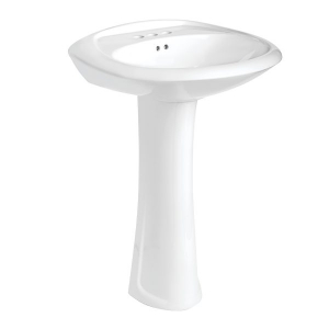 Mansfield® 348-4 WH Maverick™ Lavatory Only With Integral Rear Overflow, Oval, 4 in Faucet Hole Spacing, 23-7/8 in W x 21-9/16 in D x 8-1/8 in H, Vitreous China, White
